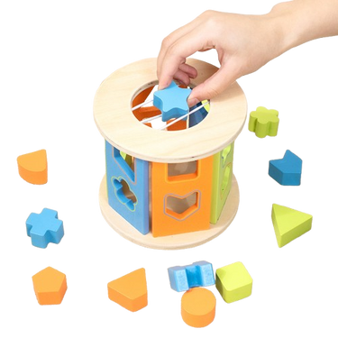 EcoToys Cubo de Juego de Bloques de Madera | Desarrolla habilidades - Juguete educativo de madera